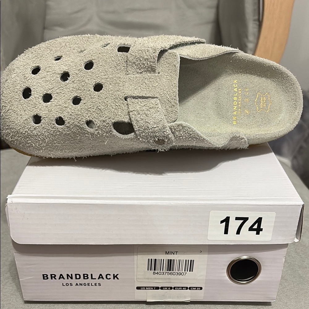 Brandblack Greyish Mint Leather Slip-Ons WMNS 8.5 M7
